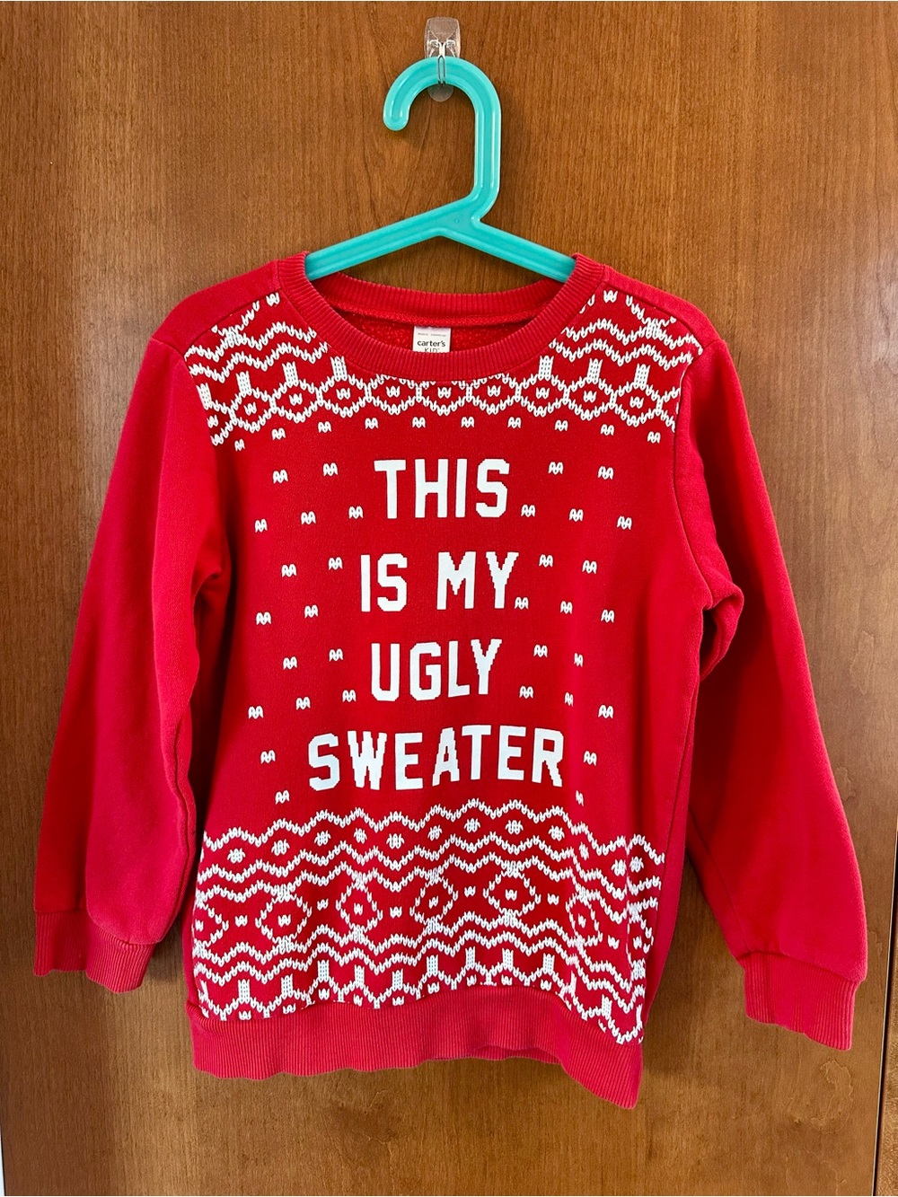 Red "This Is My Ugly Sweater" kids Crewneck Sweater